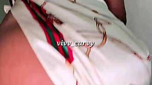 Pear-Shaped Beauty Showcasing Curvy Figure in Homemade Style 😊