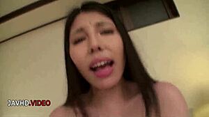 passionate jav babe with big tits deals cock nastily in this arrangement.