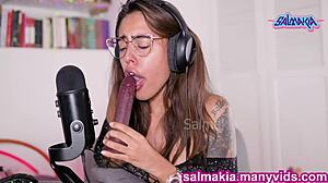 hey check out this asmr blowjob joi with me sucking and licking dildos like salmakia