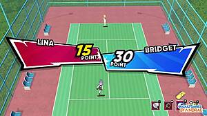 in this hentai episode lina and zheng get into wild 3some action with big tits anal and squirting creampie. the curvy monsters dominate in cartoon fetish outfits during the tennis angels ex game.