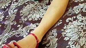 milf strips for solo masturbation with toe sucking leading to intense orgasms 👠💦