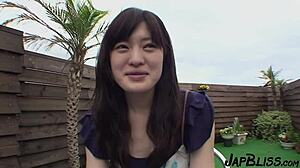 Japanese slut blowing on the balcony