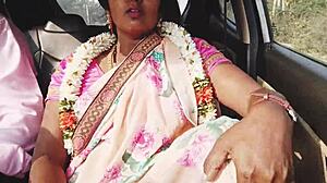 Oh man this Indian housewife is cheating with car sex and Telugu dirty talks 😏