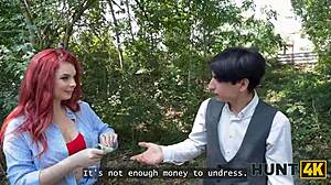 slutty redhead miss olivia tempts with natural tits and perfect body seducing producer publicly