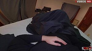 crazy sexy stepmother visits stepsons bed for anal sex and creampie