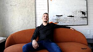 Reh Queen bends over with big tits and huge pierced boobs for sensual pussy licking and creampie orgasm on sofa test