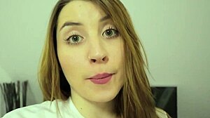 Girl plays with balloons while wearing pantyhose, big tits bouncing.