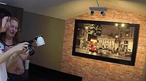 The sensual kitchen photoshoot turned into creampie sex with the assistant and her big tits.