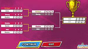 in this hentai episode lina and zheng get into wild 3some action with big tits anal and squirting creampie. the curvy monsters dominate in cartoon fetish outfits during the tennis angels ex game.