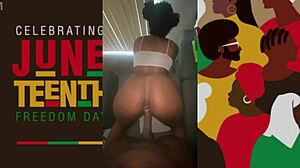 got some tight black pussy from a petite ebony nympho with small tits riding big black cock for juneteenth celebration