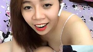 This beauty flaunts her massive tits in wild action.