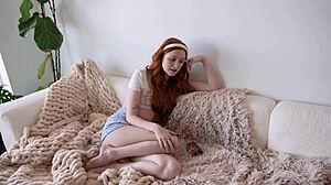 Petite redhead lesbian step sister Scarlet Skies says she needs revenge on ex with deepthroat and cowgirl.