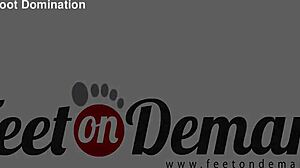 Roxanne caged as stocking slave in femdom footjob and bdsm trailer!