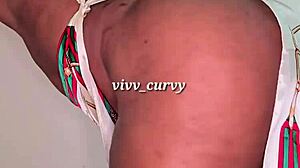 Pear-Shaped Beauty Showcasing Curvy Figure in Homemade Style 😊