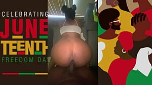 got some tight black pussy from a petite ebony nympho with small tits riding big black cock for juneteenth celebration