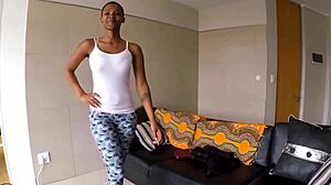 Huge natural tits ebony amateur delivers deepthroat blowjob with face fucking