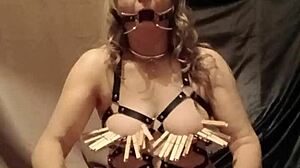 i feel so turned on as french housewife slave in leather harness and mouth spreader for bdsm session