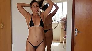 Curvy brunette babe gets fucked doggystyle after workout and covered in cum