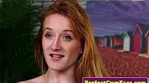 seductive british babe takes a hot facial cumshot 😏