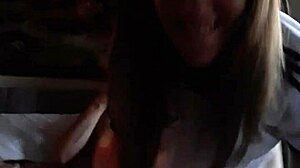 Cheating petite girlfriend fucks and sucks her fella's mate for first time