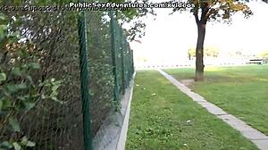 Skinny Chick Fucked In Her Tight Holes In A Public Park