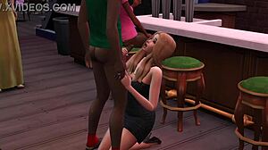 Sims 4 hot teen engages in cock sucking at local bar
