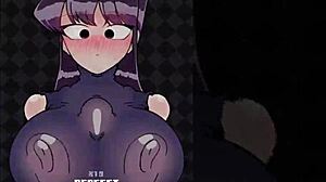 Komi teases Nagatoro with futa toy banging and titty fuck