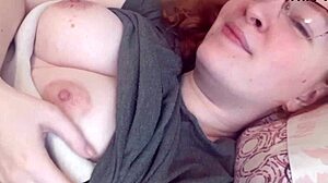 Petite 18+ Redhead with Glasses Teases Small Puffy Tits in Jerk Off Instructions