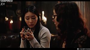nerdy vampire leana lovings bites rikako katayama 😈 asian babe transforms into pussy-craving lesbian in halloween cosplay domination