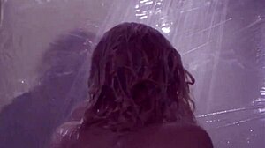 i'm this sexy blonde girl with hairy bush and big tits getting nude in the panic shower scene