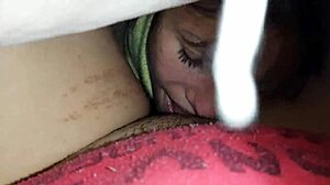 Brunette Girlfriend Gives Cunnilingus to Friend in Tent on Halloween Night