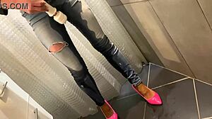 desperate pee in my jeans then he pees on my ass and i give him a blowjob too