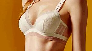 Lingerie models show flower panties barefoot