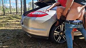 are you fucking that sexy milf hard in the forest until she cums?