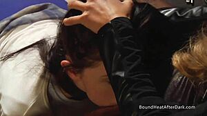 bend over, slave, get on your knees and lick madame's wet pussy now