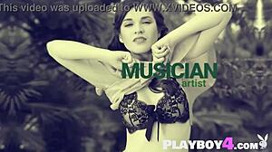 All natural MILF EXPOSED sexy NAKED body after hot STRIPTEASE for Playboy, revealing her petite model figure outdoors