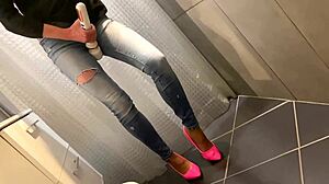 desperate pee in my jeans then he pees on my ass and i give him a blowjob too