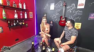 Corno watches his liberal wife take cock and spank on ass in the bar