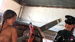 Sexy Police Officer In Latex Uniform Bangs Stunning Chick With Big Natural Tits Using Dildo And Heels In Office