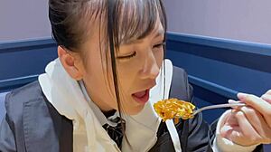 Asian teen rides cowgirl to orgasm 😈