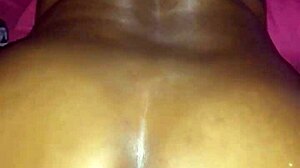 Black ebony cougar with big oiled ass and thong panties takes cock like bitch