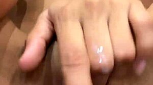 Amateur Latina Babe Caresses Pussy While Thinking About Huge Monster Cock