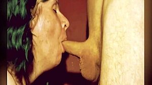 hey, the goat is taking that long cock deep in her throat like a champ
