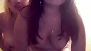 Spanish lesbians perform live webcam show with European flair