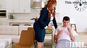 Stepmom's flight attendant roleplay with stepson turns into wild taboo blowjob!