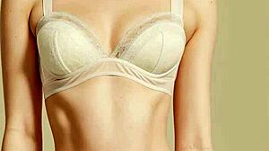 Lingerie models show flower panties barefoot