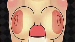 Komi teases Nagatoro with futa toy banging and titty fuck