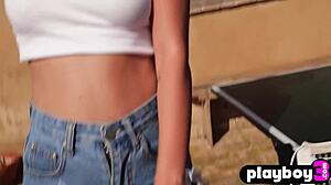 Watch Beautiful Small-Titted 18+ Model Laura Devushcat Pose Seductively in Playboy Lingerie!