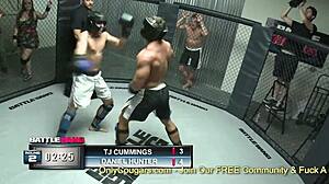 Watch two horny dudes battle to claim Amy Brooke's butthole in intense anal action!