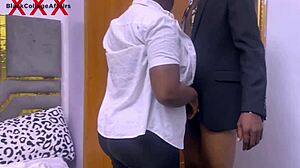 Ebony Teen With Big Tits Joins Amateur Threesome In Dorm Featuring Wet Pussy Doggystyle And Monster Cock Creampie.